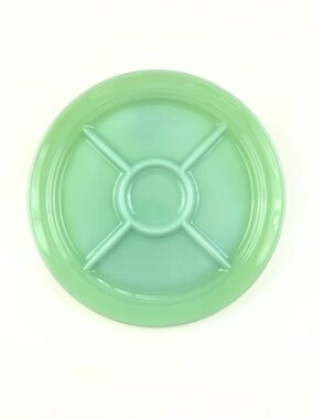 Vintage Fire King Jadeite 5 Section Wagon Wheel Grill Plate 1948-1950